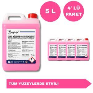 Beginox Genel Yüzey ve Ortam Temizleyici 5 Litre – Ferah Koku, Maksimum Hijyen (4'lü Avantaj Paket)
