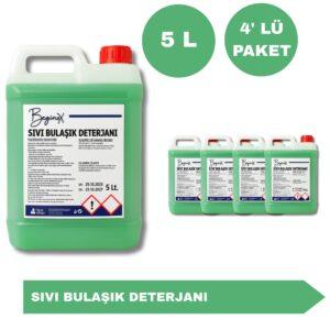 Beginox Sıvı Bulaşık Deterjanı 5 Litre – Yoğun Formül, Mükemmel Parlaklık (4'lü Avantaj Paket)