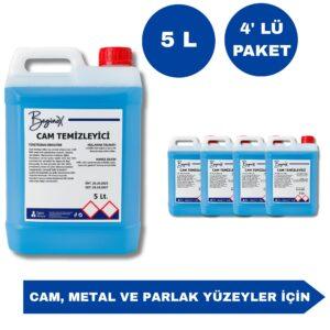 Beginox Cam Temizleyici 5 Litre – İz Bırakmadan Parlak Temizlik (4'lü Avantaj Paket)