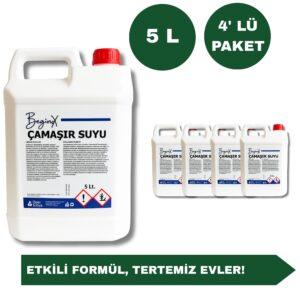 Beginox Çamaşır Suyu 5 Litre – Maksimum Hijyen, Beyazlık ve Ferahlık (4'lü Avantaj Paket)