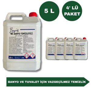 Beginox WC / Banyo Temizleyici 5 Litre – Güçlü Hijyen, Derin Temizlik Etkisi (4'Lü Avantaj Paket)